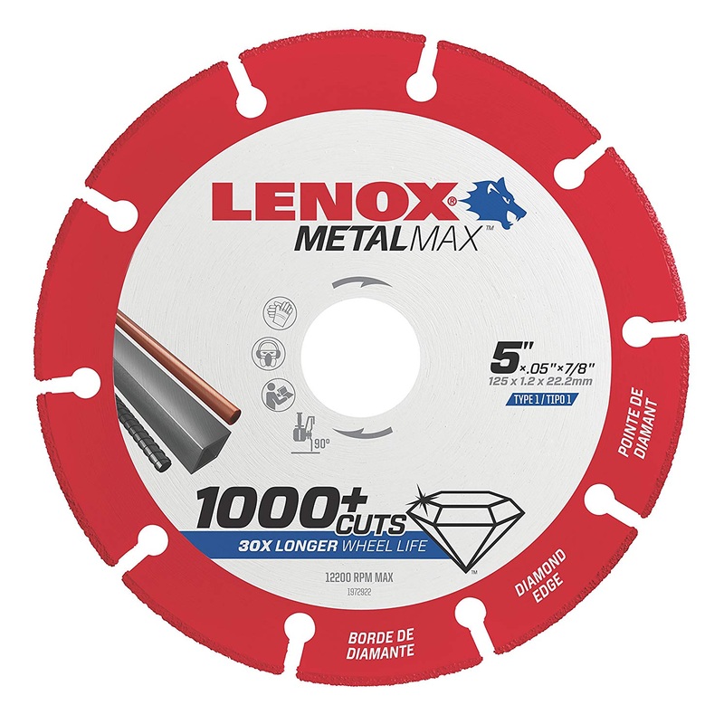 Lenox (135) 1972922 Lenox METALMAX Diamond Edge Cutoff Wheel, 5" X 7/8"