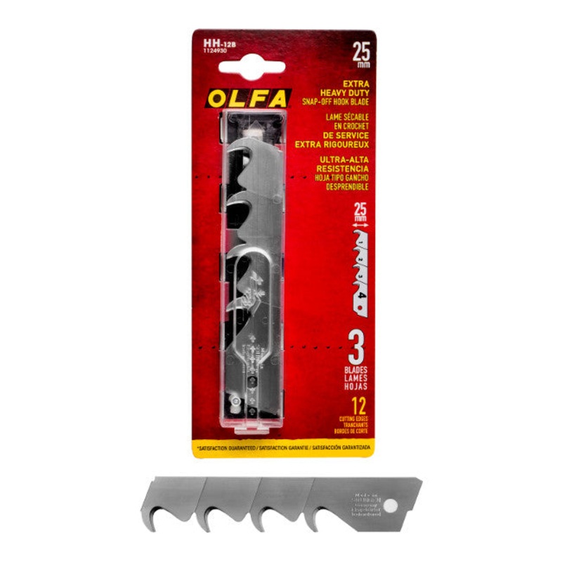 Olfa (280) 1124930 25mm Snap-off Hook Blades 3/pk - NEW