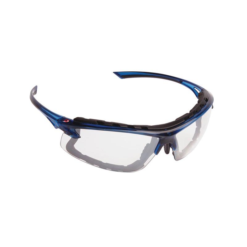 PIP Canada (449) EPD6C17 OPTI-SEAL SAFETY GLASSES - Semi-Rimless Safety Glasses with Blue Temple, Clear Lens, Foam Padded and 4A Coating