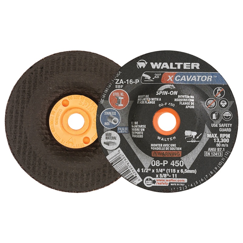 Walter (365) 08P450 XCAVATOR Grinding Wheel 4-1/2" X 1/4" SPIN-ON PK 20