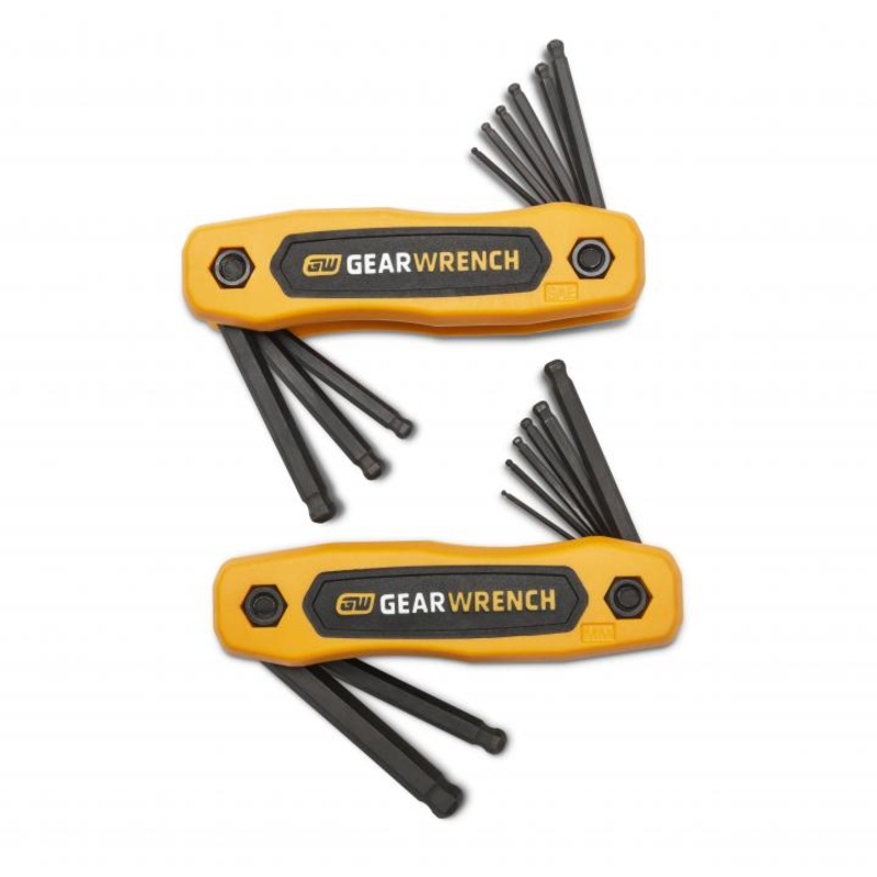 Apex Tool (442) 83511 17 Piece SAE/Metric Ball End Folding Hex Key Set