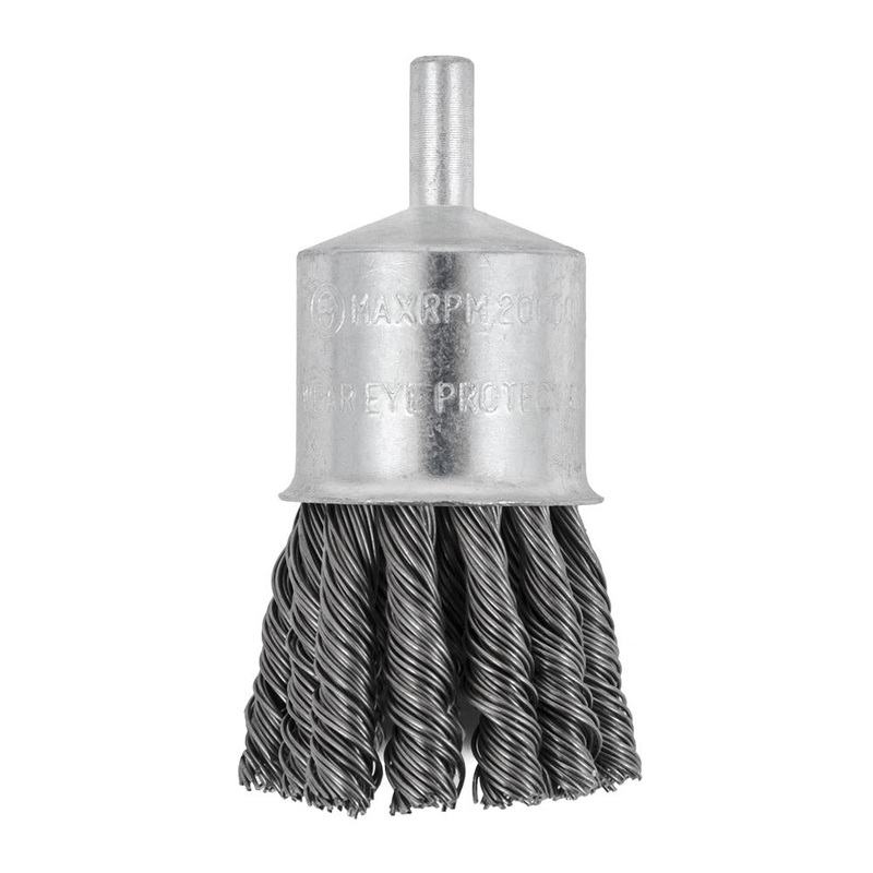 SureWerx (545) 553701 JET 1-1/8 x 1/4" Shaft Mounted Knot Twisted End Brush