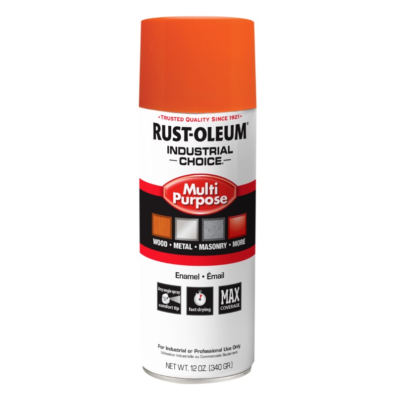 Rust-Oleum (210) 1653830V Industrial Choice 1600 System Multi-Purpose Enamel Spray Paint, Orange, Gloss - 12 oz