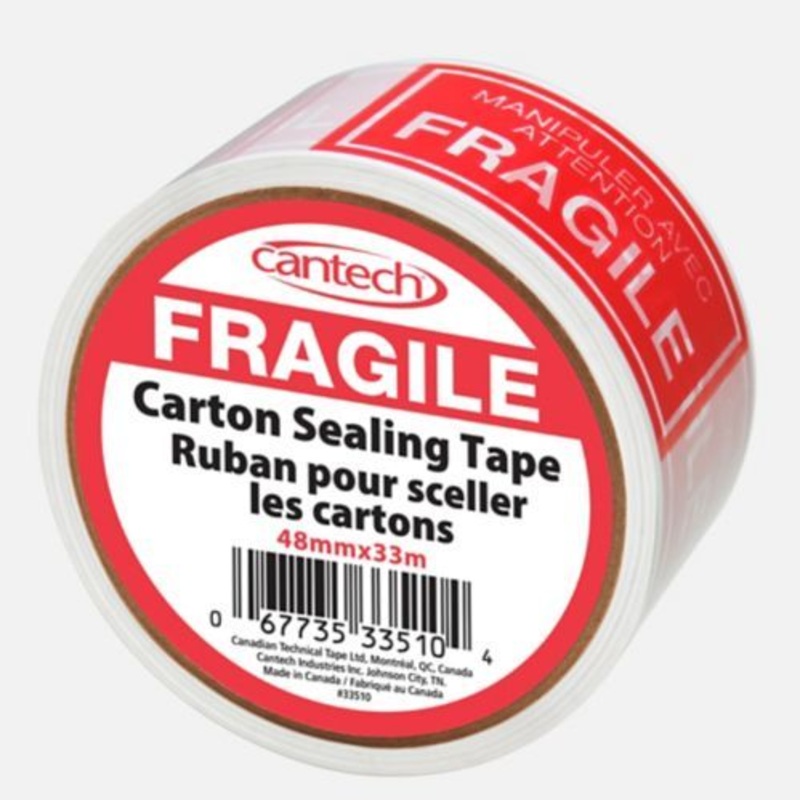 Cantech (111) 335-10FR 48mm x 33m CARTON SEALING FRAGILE TAPE