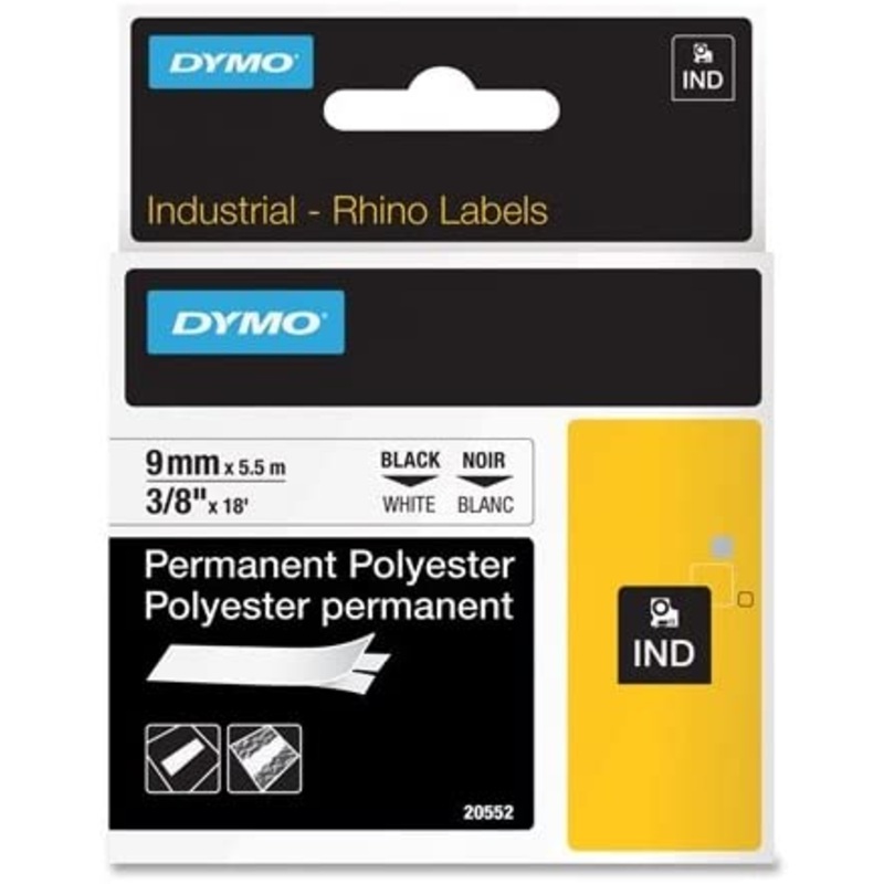 Irwin (928) 20554 DYMO LABEL TAPE, PERMANENT POLYESTER, 3/4" X 18' WHITE