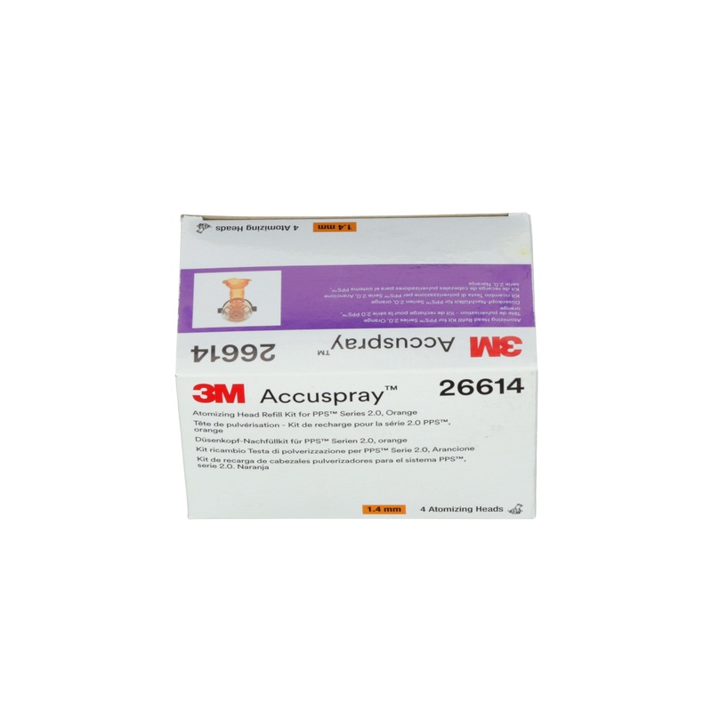 3M (815) 26614 3M Accuspray Atomizing Head Refill Pack for 3M PPS Series 2.0, 26614, orange, 1.4 mm, 4 nozzles per pack, Colour: Orange, 3M Stock No. 7100141417