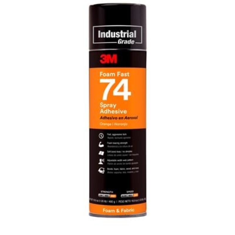 3M (815) 74-24OZ-IND 3M Foam Fast Spray Adhesive, 74, orange, 24 oz. (709.8 ml), 3M Stock No. 7000023925