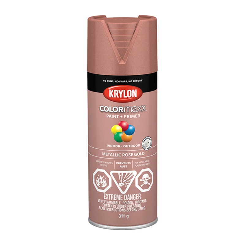 Sherwin Williams (435) 45593 Krylon COLORmaxx Metallic Paint, Rose Gold, 311 g