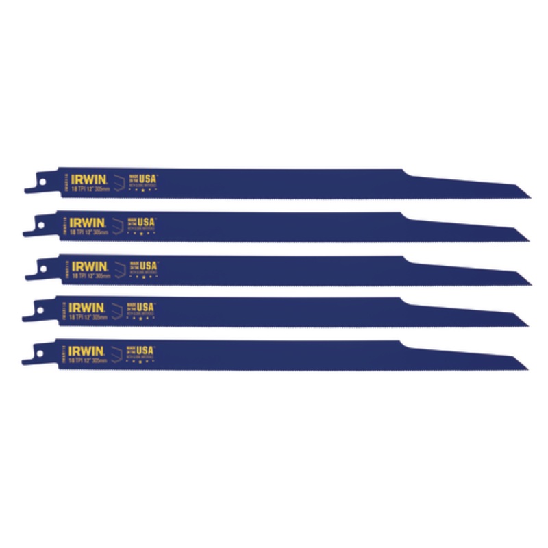 Irwin (928) 372118P5 IRWIN Bi-Metal Metal-Cutting Reciprocating Saw Blade, 12-inch, 18 TPI, 5/Pk (372118P5)