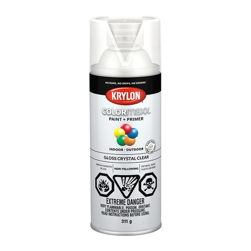 Sherwin Williams (435) 45515 Krylon COLORmaxx Paint + Primer, Gloss, Crystal Clear, 340 g