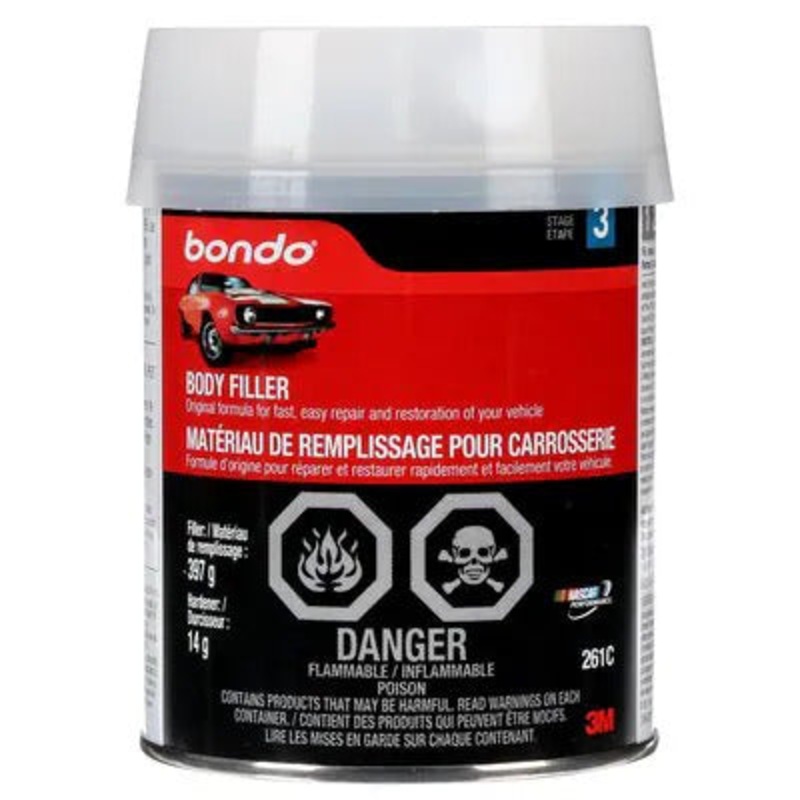 3M (815) 261C Bondo Body Filler 261C, 1 Pt (379 g), Colour: Red, 3M Stock No. 7000120079