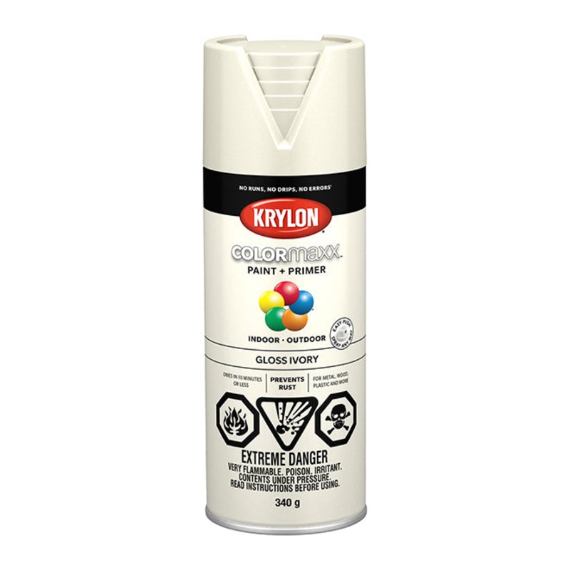 Sherwin Williams (435) 45524 Krylon COLORmaxx Paint + Primer, Gloss, Ivory, 450 g