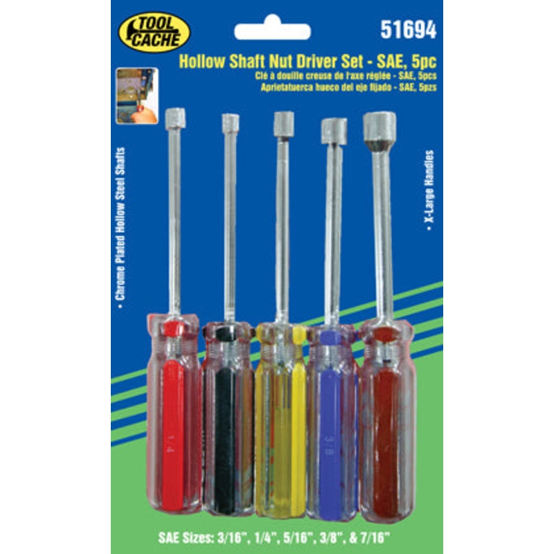 Dynaline (378) 51694 6pc SAE Nut Driver Set, Tool Cache Blue Table