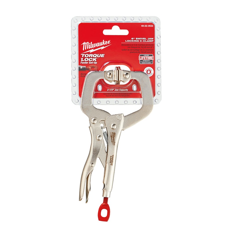Milwaukee (366) 48-22-3522 6" TORQUE LOCK Locking C-Clamp Swivel Jaws