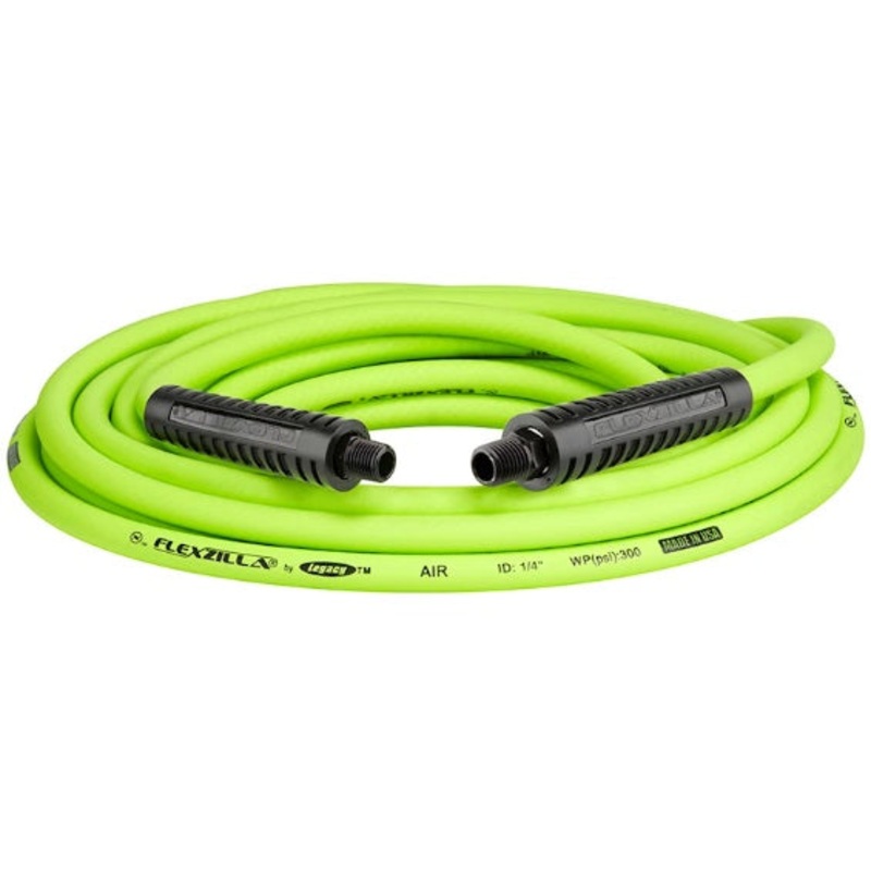 Flexzilla (717) HFZ1425YW2-CA Flexzilla Air Hose 1/4" x 25 FT, 1/4" MNPT Fittings, Green