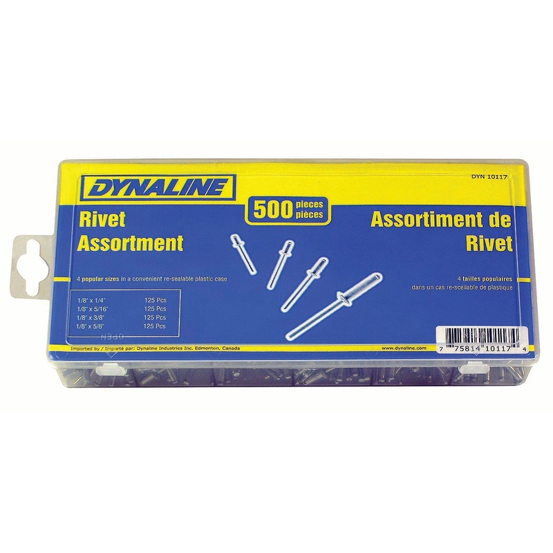 Dynaline (378) 10117 Rivet Hardware Assortment, 500 pcs / 4 sizes