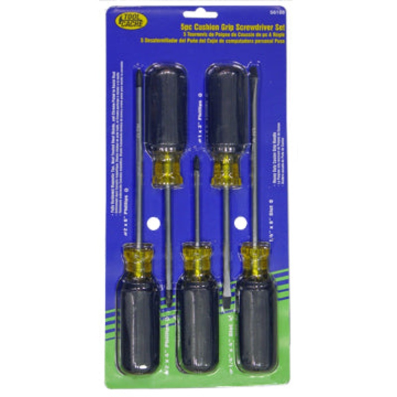 Dynaline (378) 56188 Cushion Grip Screwdriver Set, Tool Cache Blue Table
