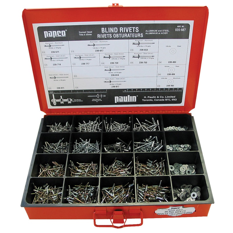 H. Paulin (680) 020-667 Papco Blind Rivet Assortment Steel 1Pcs