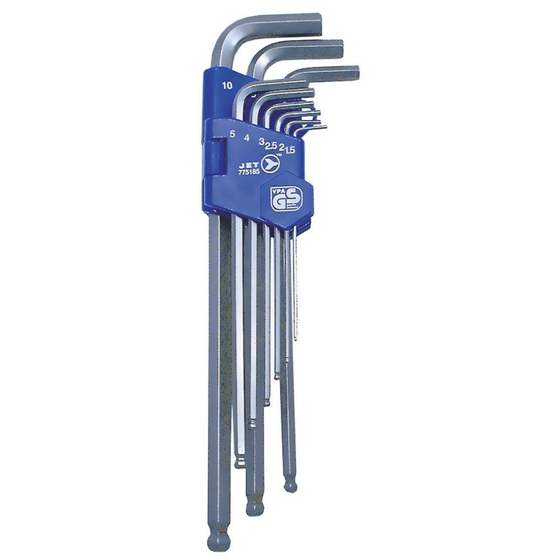 SureWerx (545) 775185 JET Metric Extra Long Ball Nose Hex Key Set - 9 pc - Model Number JBHK-9XLM