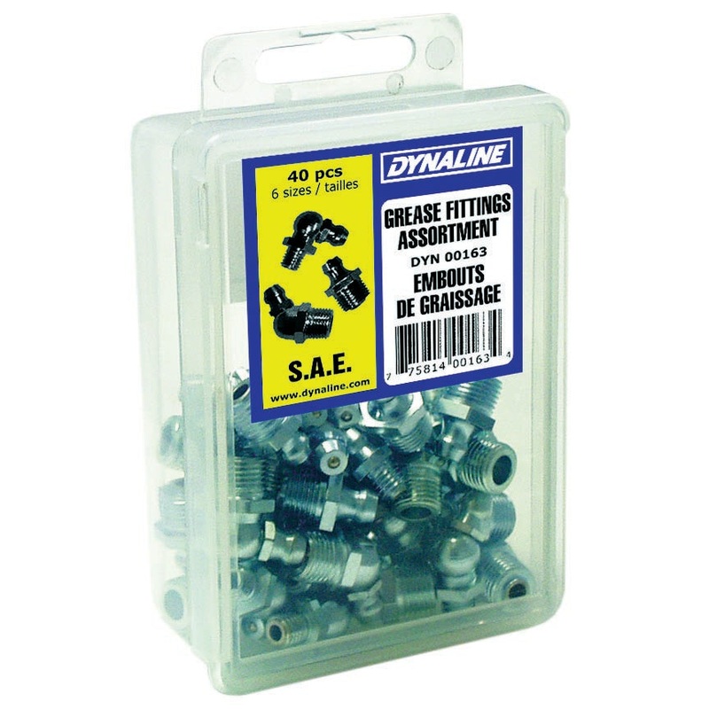 Dynaline (378) 00163 S.A.E. Grease Fitting Dynakit, 6 Sizes / 40 Pieces