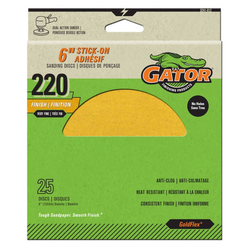 Rust-Oleum (210) 3241012 25PK- 6IN GOLD STEARATE STICK-ON SANDING DISC, 220 GRIT