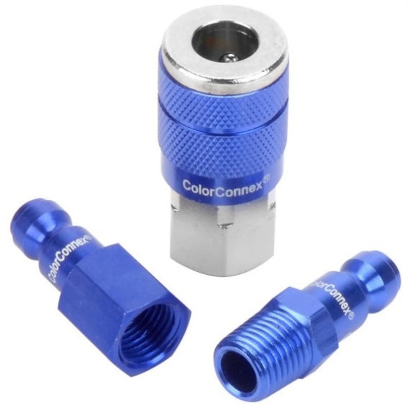 Flexzilla (717) A72452C-CA Flexzilla ColorConnex 1/4" C-Style Steel/Aluminum Quick Coupler Body/Plug Kit, (3 Pieces)