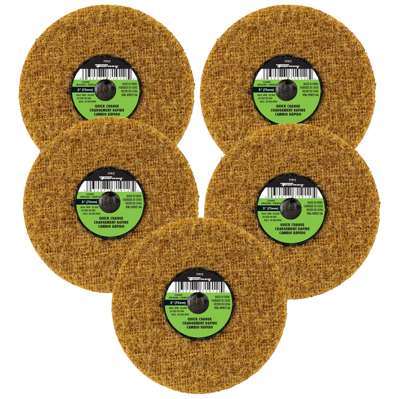 Forney (332) 71608 Quick Change Surface Prep Pad, Coarse Grit, 3 in (5-Pack of Forney 71912)