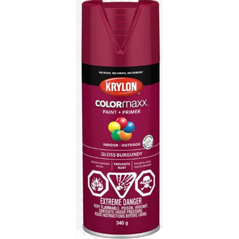 Sherwin Williams (435) 45508 Krylon COLORmaxx Paint + Primer, Gloss, Burgundy, 450 g