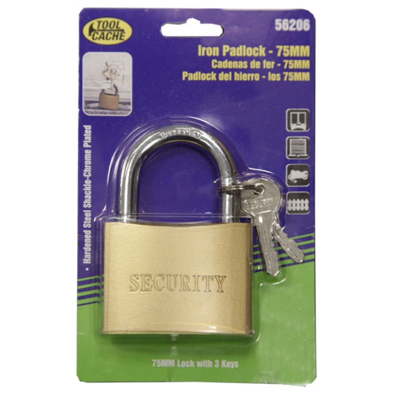 Dynaline (378) 56206 75MM Iron Padlock, Tool Cache Blue Table