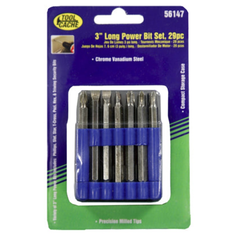 Dynaline (378) 56147 3" Long Power Bit Set, Tool Cache Blue Table