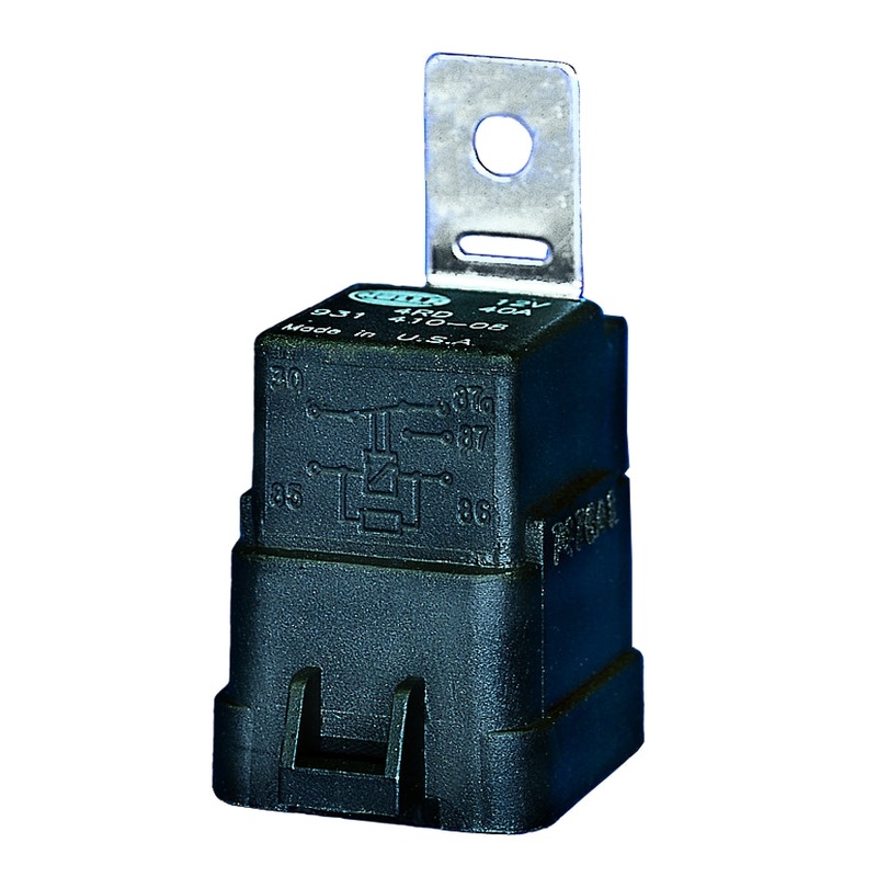 Hella (526) H41410081 Hella Relay - 12V - 5-pin connector - Changeover Contact - Colour: Black - with holder - Quantity: 1