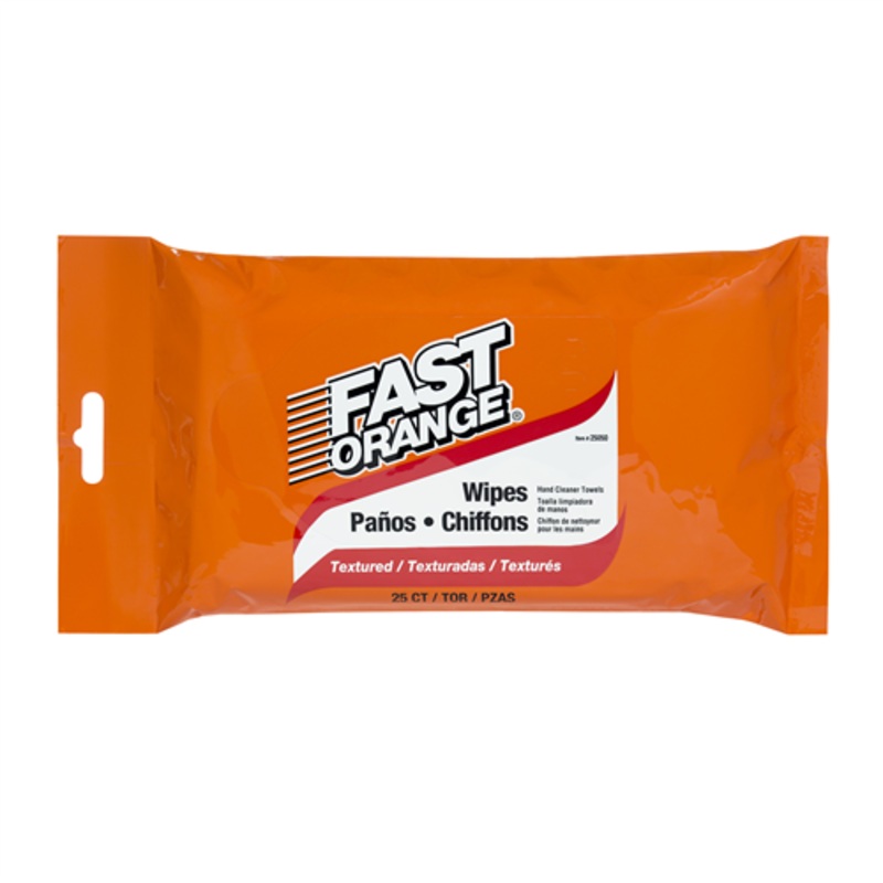 Permatex (610) 25050 PERMATEX FAST ORANGE HAND CLEANER WIPES POUCH, 25 WIPES