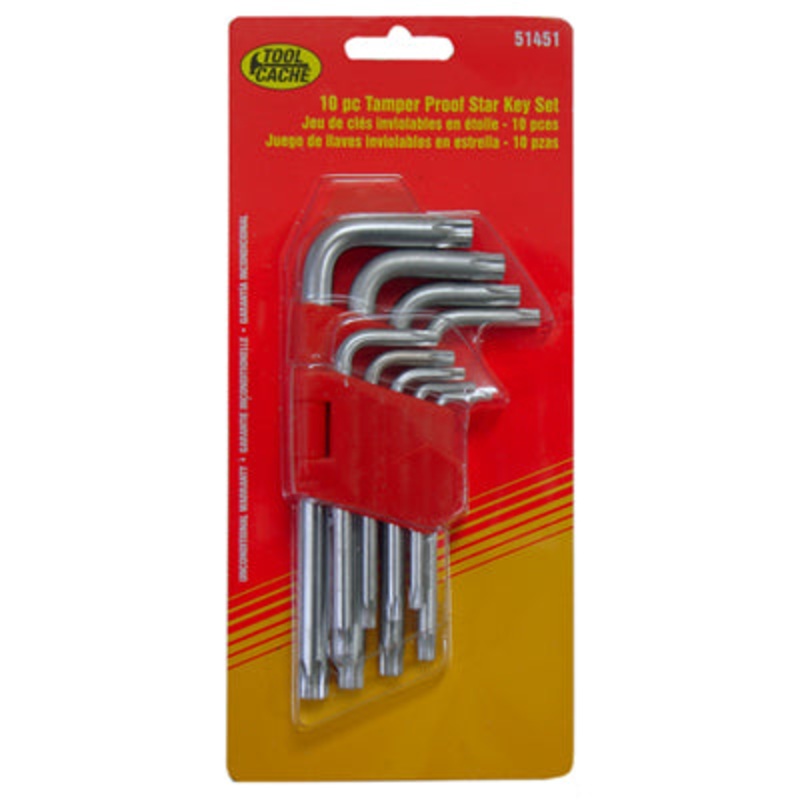Dynaline (378) 51451 Tamper Proof Star Key Set, Tool Cache Red Table