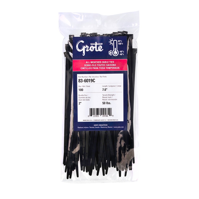 Grote (522) 83-6001C Nylon Cable Ties All Weather, 4.10" Long, 100 Pack