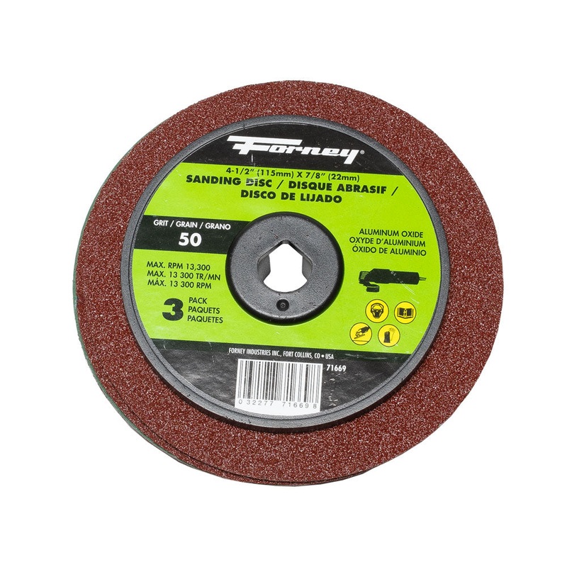 Forney (332) 71669 Resin Fibre Sanding Disc, Aluminum Oxide, 4-1/2 in x 7/8 in Arbor, 50 Grit