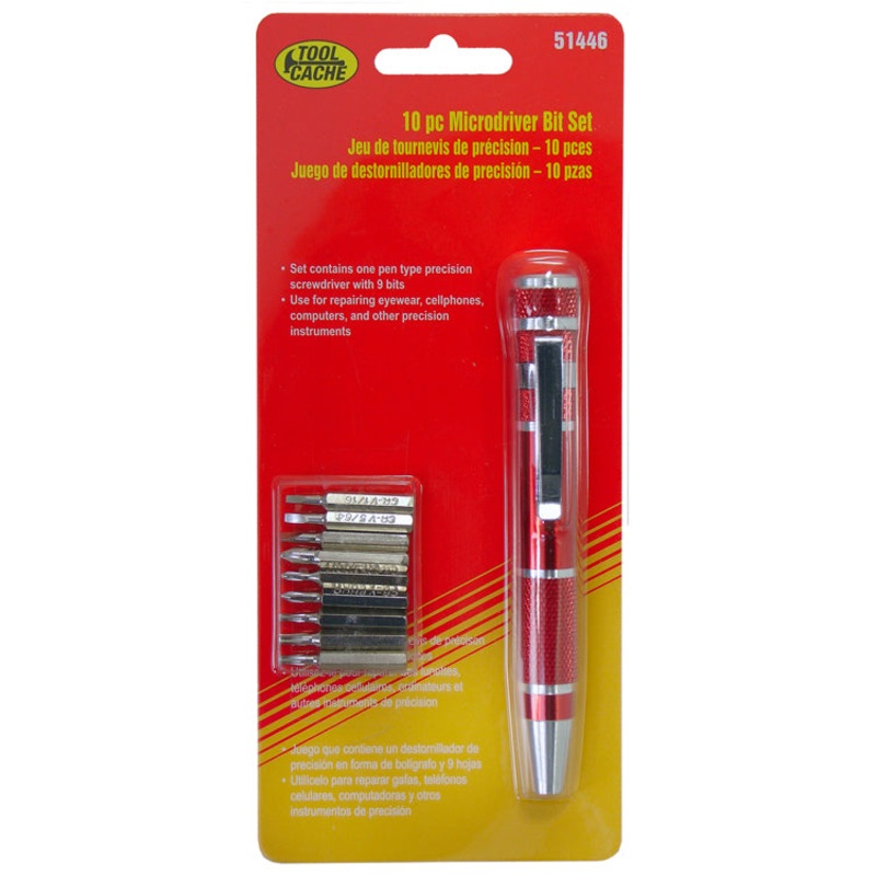 Dynaline (378) 51446 Microdriver Bit Set, Tool Cache Red Table