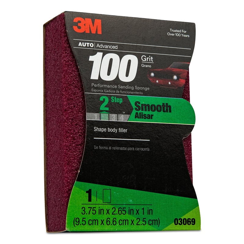 3M (815) 03069C 3M Performance Sanding Sponge, 03069, 100 grit, 1 in x 2 5/8 in (2.54 cm x 6.67 cm), 1 per pack, 3M Stock No. 7010328055