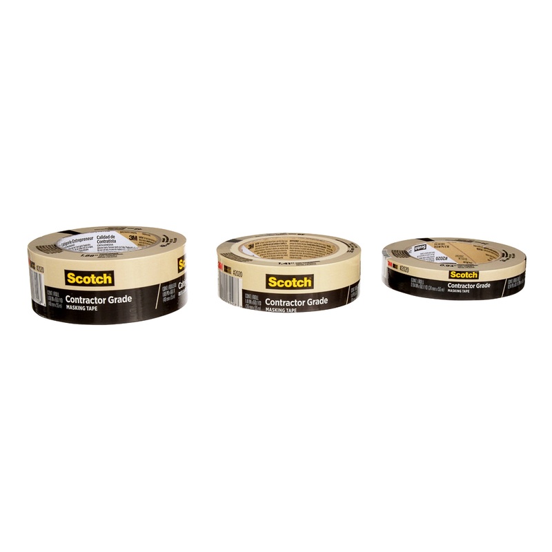 3M (815) 2020-36A Scotch Contractor Grade Masking Tape, 2020-36AP, 1.41 in x 60.1 yd (36 mm x 55 m), Colour: Tan, 3M Stock No. 7100186347