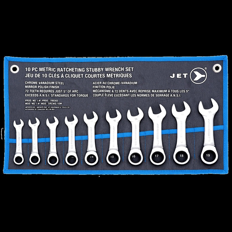 SureWerx (545) 700302 JET Ratcheting Stubby Wrench Set - Metric - 10 pc - Model Number SRCWS-10M