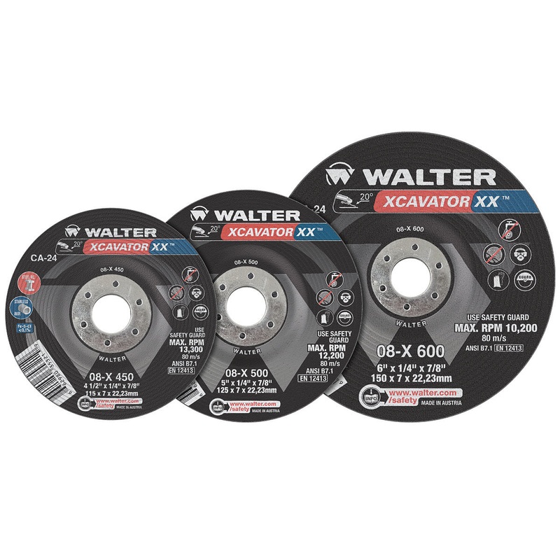 Walter (365) 08X450 XCAVATOR XX Grinding Wheel 4-1/2" X 1/4" X 7/8" TYPE 27S GRADE: CA-24 PK10