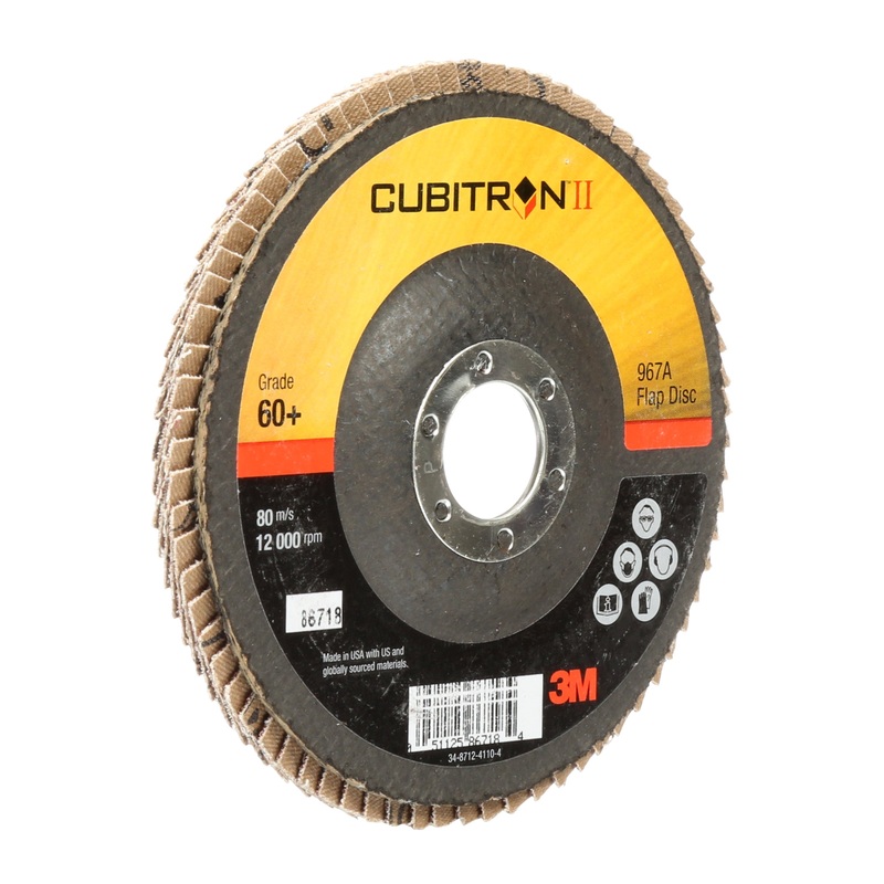 3M (815) AB86718 3M Cubitron II Flap Disc, 967A, T27, 60+, Y-weight, 5 in x 7/8 in, Colour: Maroon, 3M Stock No. 7000148199