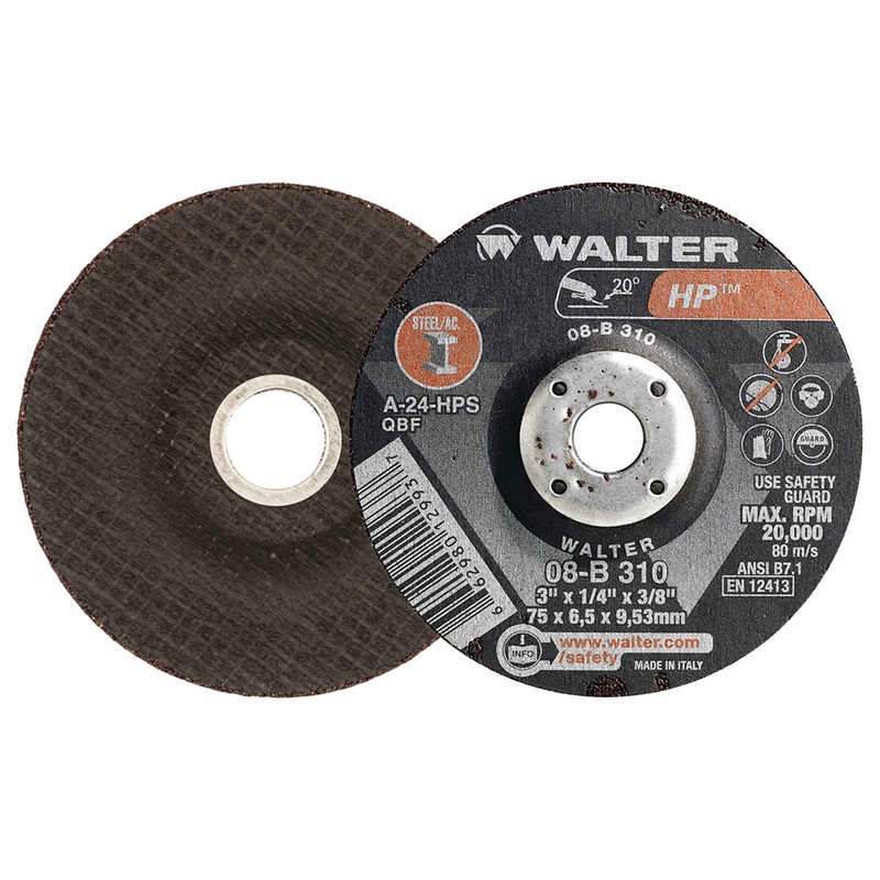 Walter (365) 08B310 HP GRINDING WHEEL 3 X 1/4" X 3/8" TYPE 27 PK 25