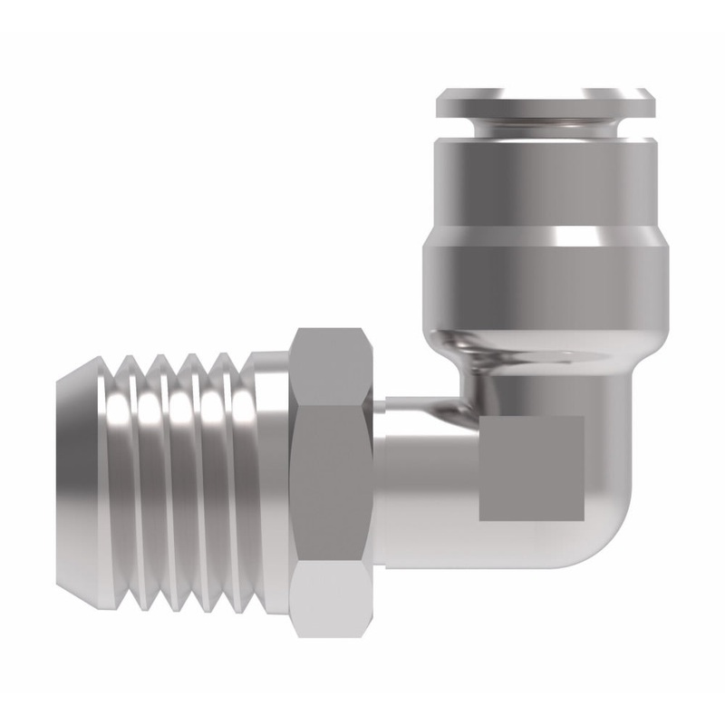 WHD (129) 1169X4X4 PUSH>CONN 1/4 TUBE X 1/4 MALE NPT 90