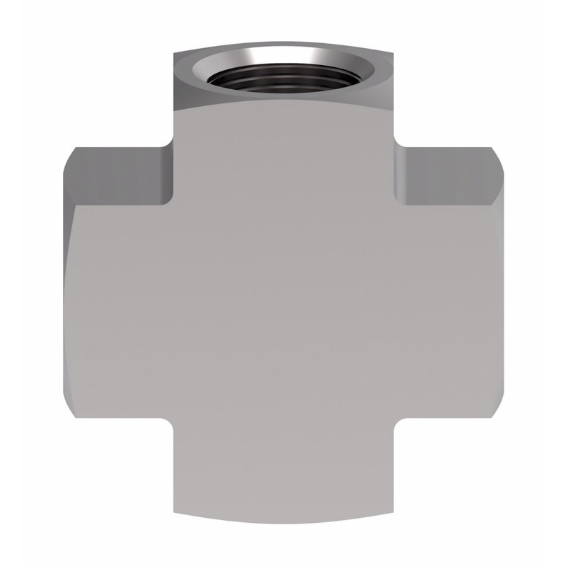 WHD (129) 3950X8 BRASS PIPE CROSS 1/2 FEM NPT