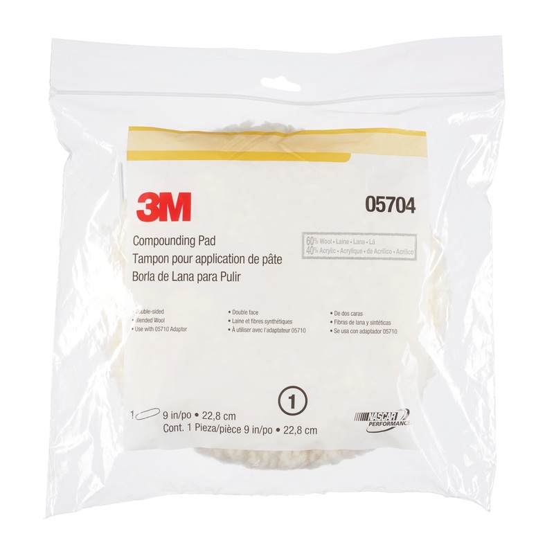 3M (815) 05704 3M Wool Compounding Pad 05704, 8 in, Double Sided, Colour: White, 3M Stock No. 7100015405