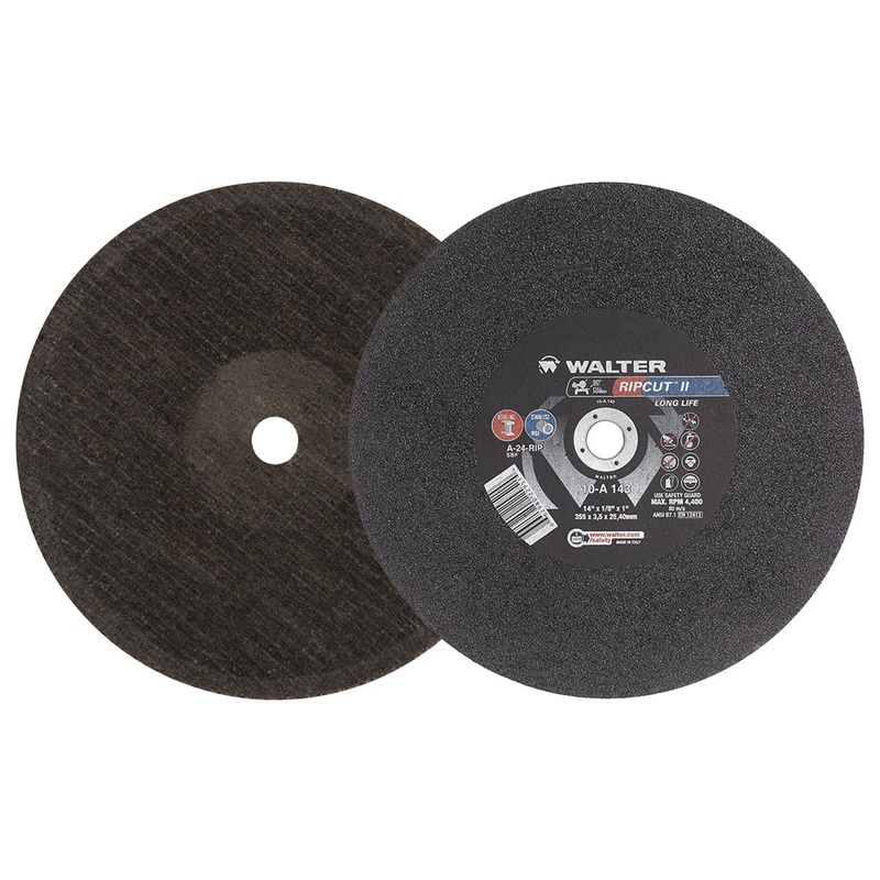 Walter (365) 10A143 RIPCUT II CUT-OFF WHEEL 14" X 1/8" X 1" TYPE 1 LONG LIFE GRIT: A-24-RIP PK10