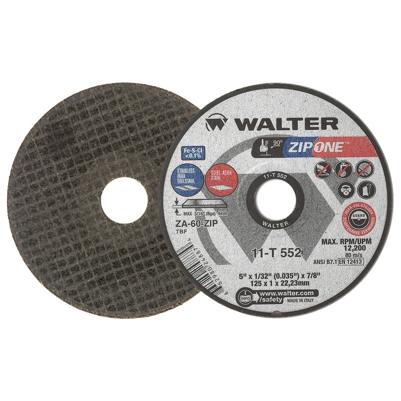 Walter (365) 11T552 ZIP ONE CUT-OFF WHEEL 5" X 1/32" X 7/8" TYPE 1 GRADE: ZA-60-ZIP PK 25