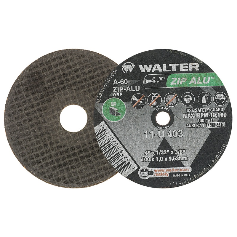 Walter (365) 11U403 ZIP ALU CUT-OFF WHEEL 4 X 1/32" X 3/8" TYPE 1 GRADE: A-60-ZIP ALU PK 25