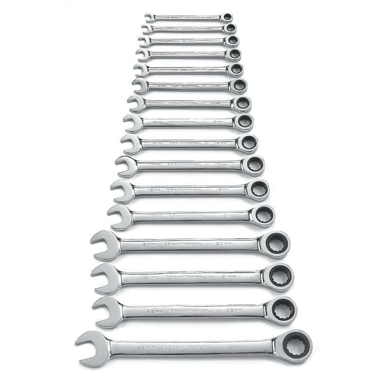 Apex Tool (442) 9416 Gearwrench 16 Piece - 72-Tooth 12 Point Ratcheting Combination Metric Wrench Set