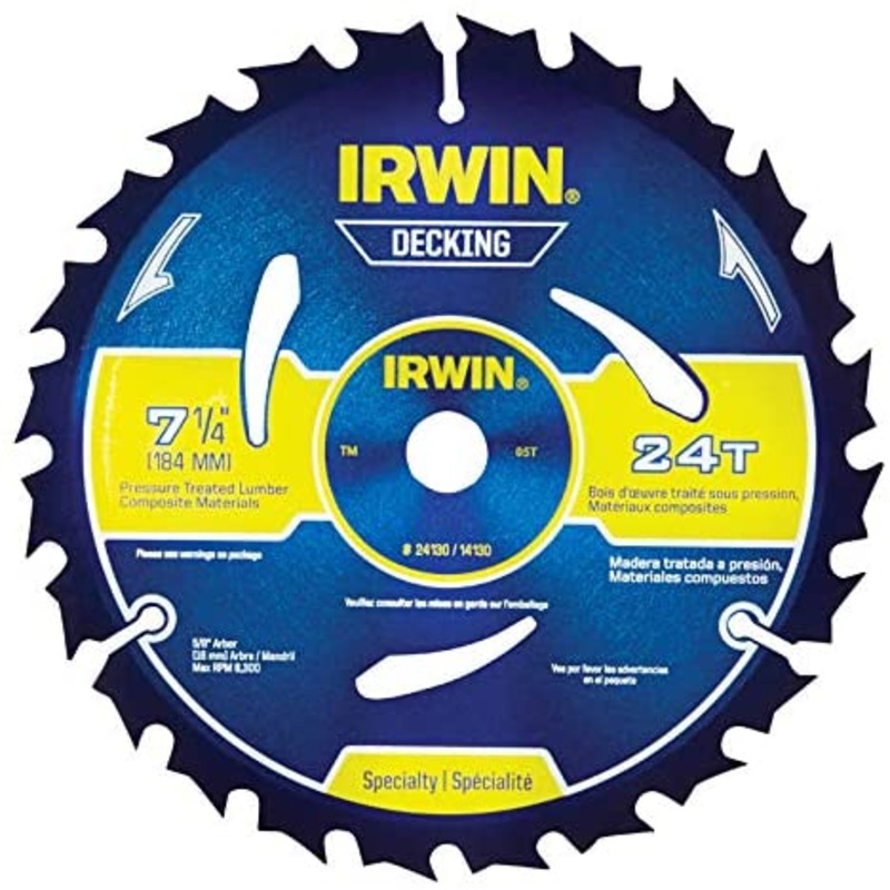 Irwin (928) 14130 IRWIN MARATHON Portable Corded Deck Saw Blade, 24T, 7-1/4-inch (14130)